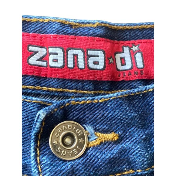 Y2K Zana Di Patchwork Flare Jeans Raw Hem Studded Skater Festival Hong Kong Sz 5 - Picture 5 of 13